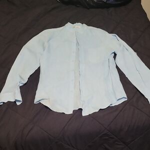 100% Pure Light Blue Casual Button Down Shirt